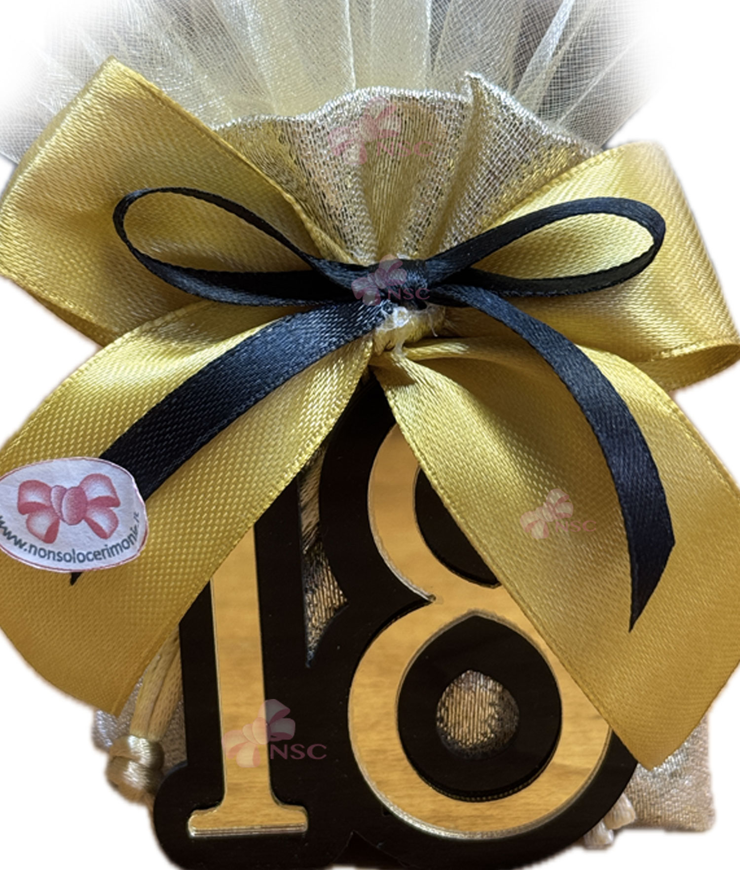 Bomboniera Porta Confetti 18 Nero Oro 1 - NonSoloCerimonie.it
