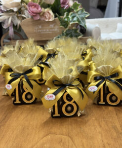 Bomboniera Porta Confetti 18 Nero Oro Oro Nero Semplice 103 - NonSoloCerimonie.it